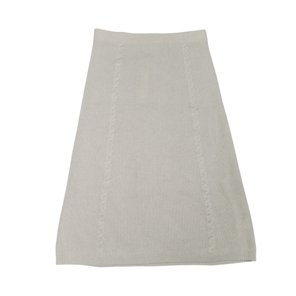 New Design History 100% Cashmere Knit Midi Sweater Skirt Size M Beige Tan